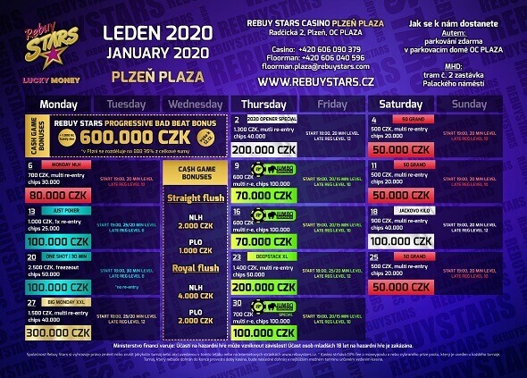 Lednové turnaje v Rebuy Stars Plzeň